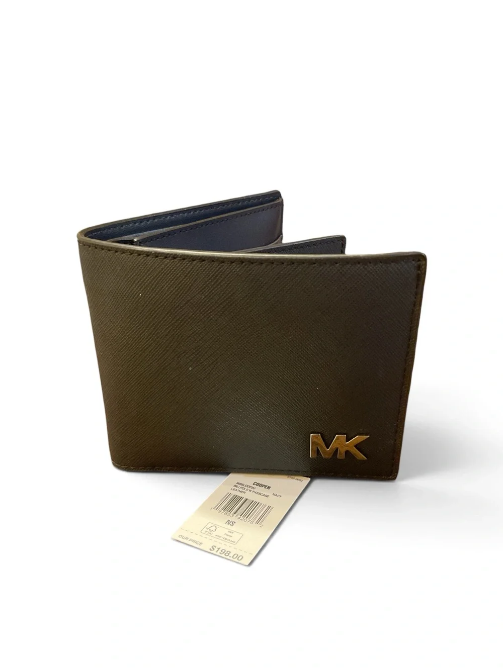 Michael Kors Men's Navy Textured Saffiano Leather Bifold Wallet NWT